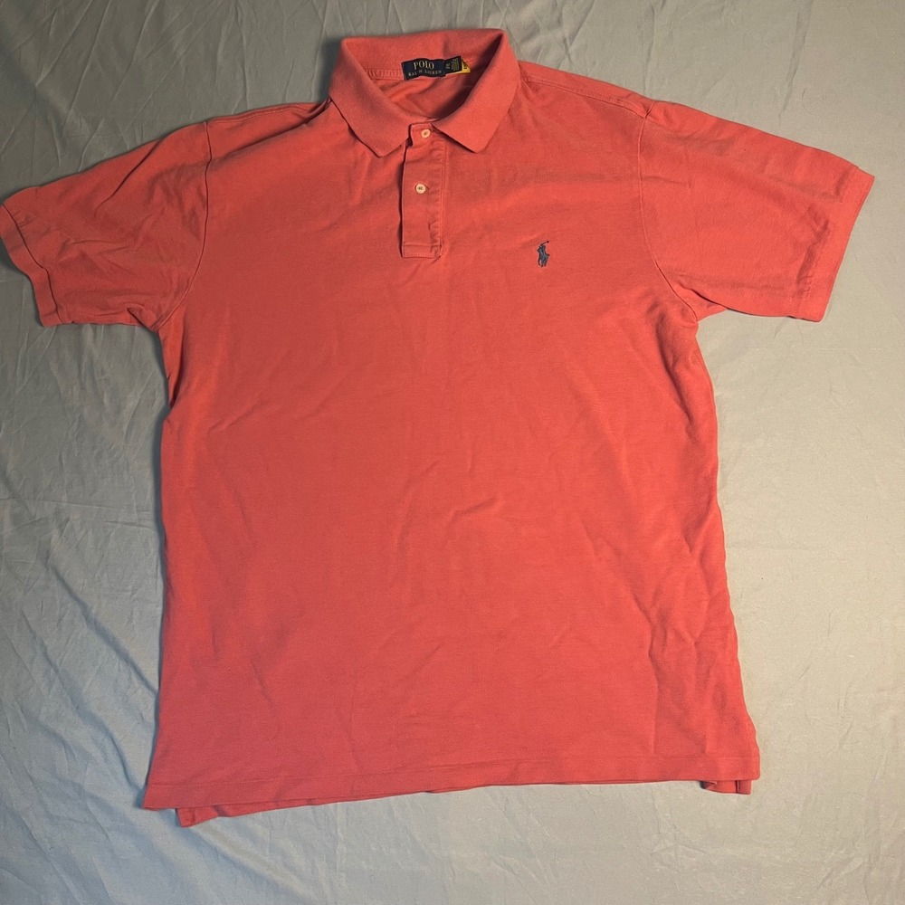 Polo Ralph Lauren Mens XLT Salmon Pink Short Sleeve Pique Polo Shirt Classic Fit